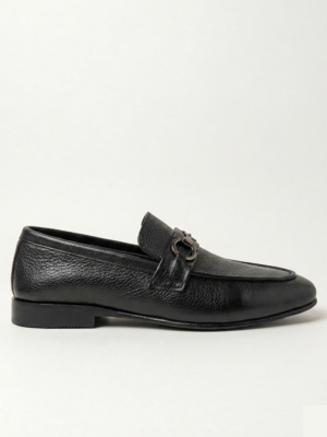 Classic Leather Rubber Sole Loafers – Black