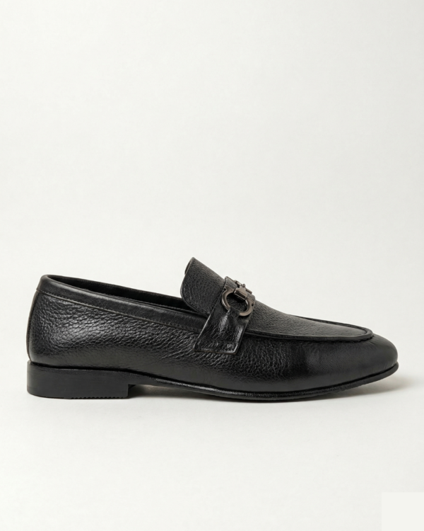Classic Leather Rubber Sole Loafers – Black