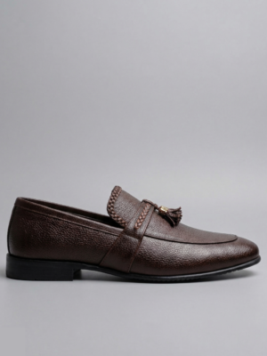 Elegant Leather Rubber Sole Loafers – Brown