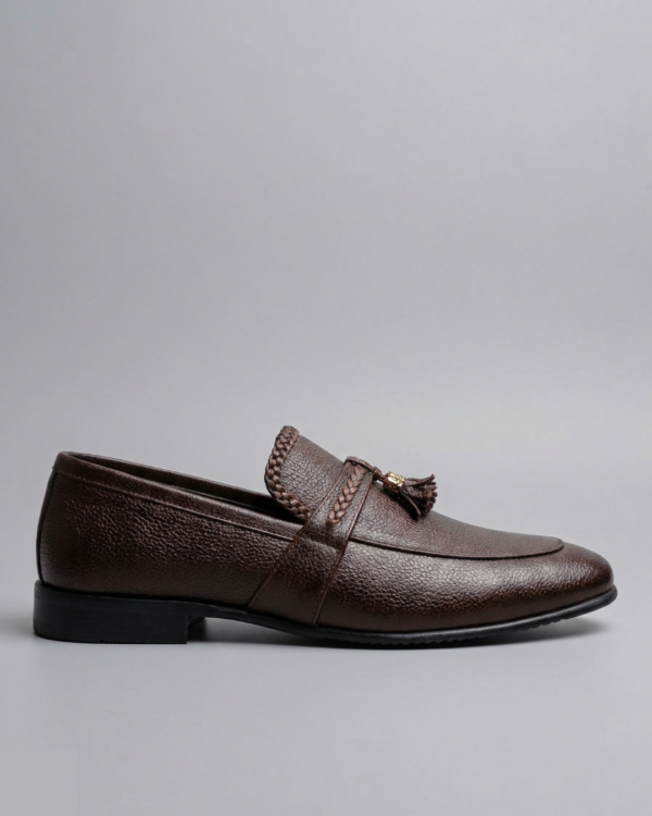 Elegant Leather Rubber Sole Loafers – Brown