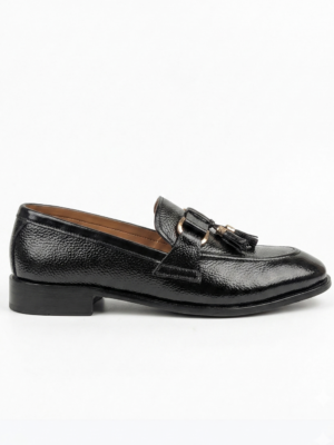 Classic Leather Sole Loafers – Black
