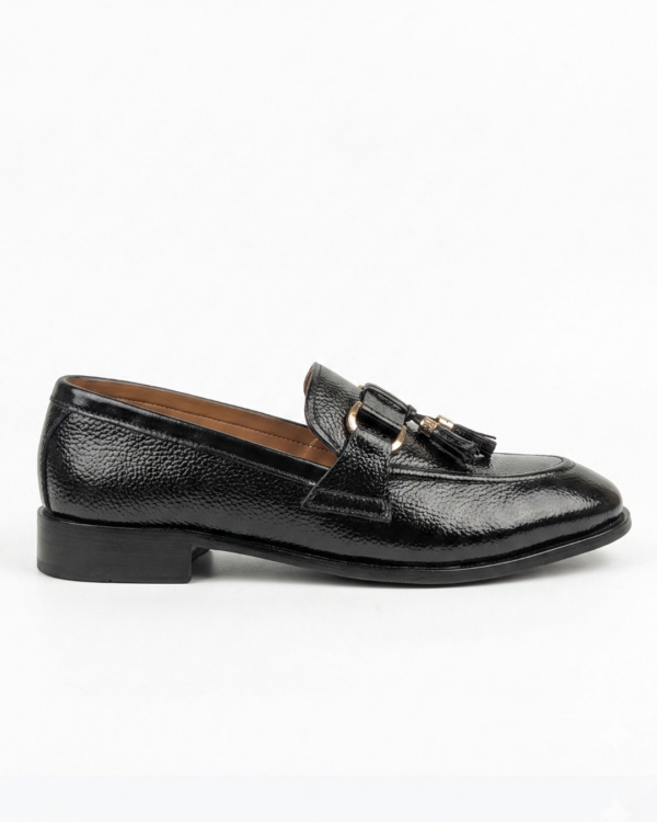 Classic Leather Sole Loafers – Black